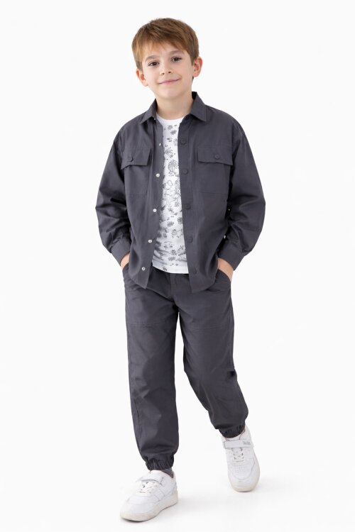 Füme Erkek Çocuk Gögüs Cepli 3lü Takım 20350