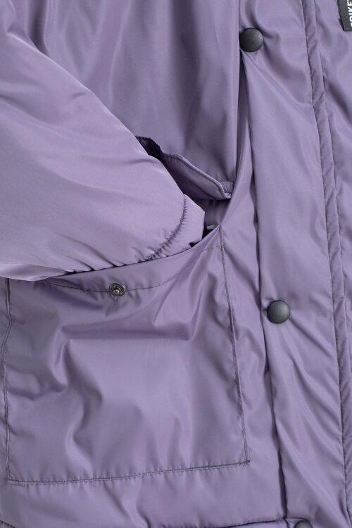 Füme Yazı Detaylı Göğüs Cepli İçi Kürklü Erkek Çocuk Kapüşonlu Mont 21536