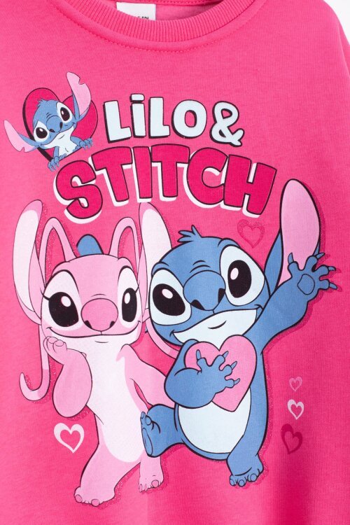 Fuşya Sevimli Simli Karakter Baskı Şardonlu Kız Çocuk Eşofman Takım 23297