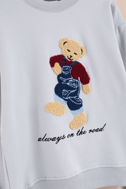 Gri Ayıcık Nakışlı Erkek Çocuk Eşofman Takımı 2li  23395