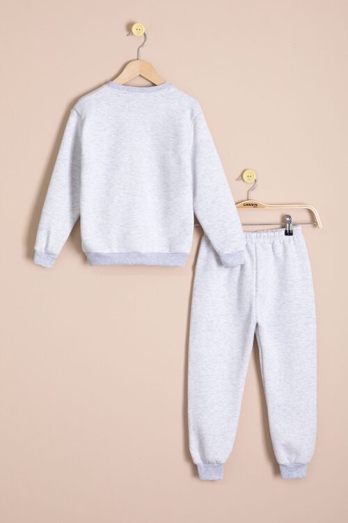 Gri Ayıcık Nakışlı Şardonlu Erkek Çocuk Takım 23337