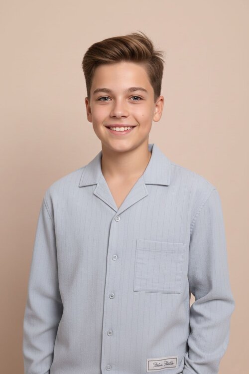 Gri Çizgili Gömlekli Paraşüt Pantolonlu Erkek Çocuk 2li Takım 23263