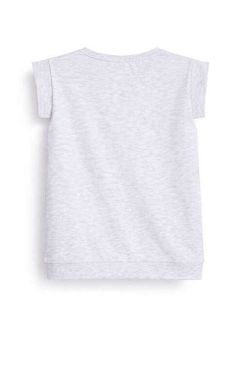 Gri Gökkuşağı Nakışlı Kız Çocuk Tişört 15567