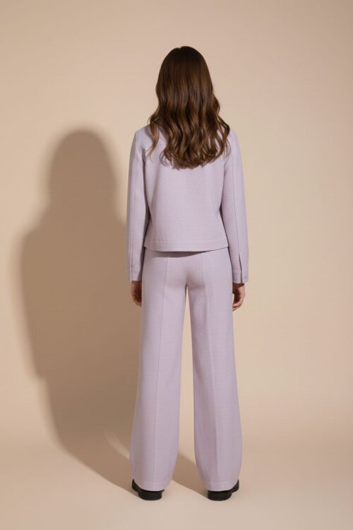 Gül Kurusu Düğme Detaylı Keten Gömlekli Pantolonlu Kız Çocuk 3lü Takım 23497