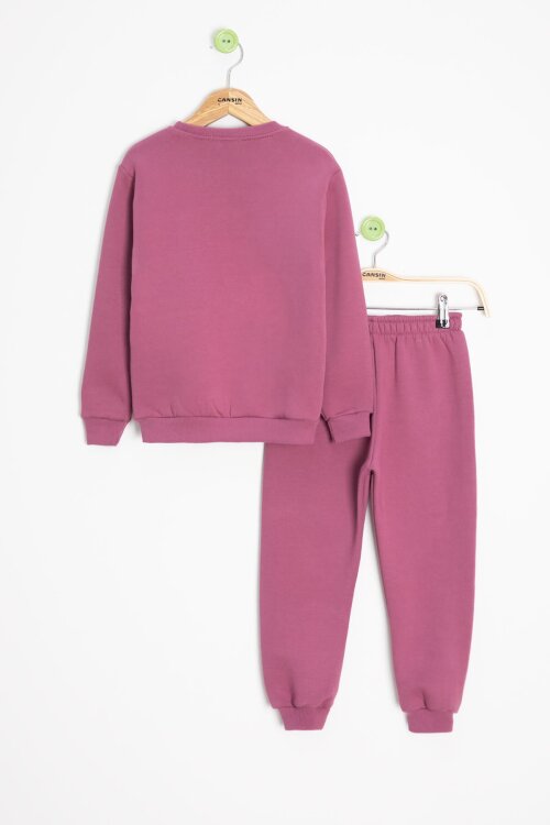 Gül Kurusu Gülenyüz Nakışlı Şardonlu Kız Çocuk Eşofman Takımı 23359