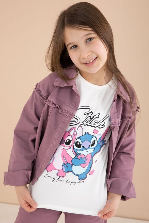 Gül Kurusu Sevimli Karakter Baskılı Ceketli ve Pantolonlu 3lü Kız Çocuk Takım 23587