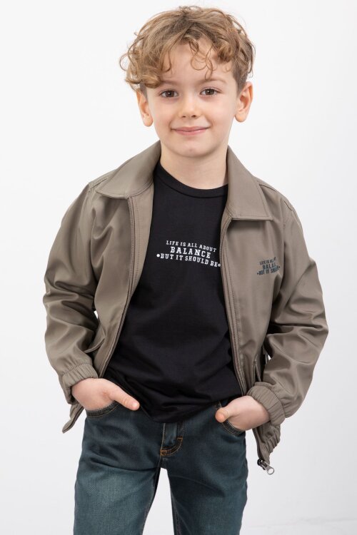 Haki Çıtçıt Cepli Ceketli Jean Pantolonlu Erkek Çocuk 3lü Takım 23385