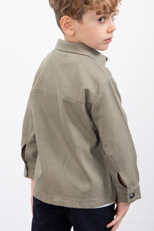 Haki Yazılı Düğmeli Gömlekli Erkek Çocuk Pantolonlu 3lü Takım  23372