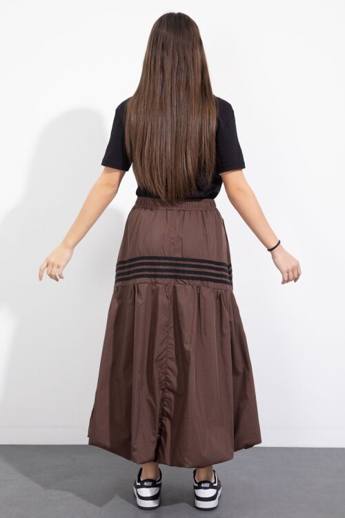 Kahverengi Şerit Desenli Kız Çocuk Balon Etek  23558