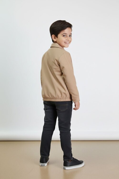 Kahverengi Yazılı Ceketli Jean Pantolonlu Erkek Çocuk 3lü Takım 23375