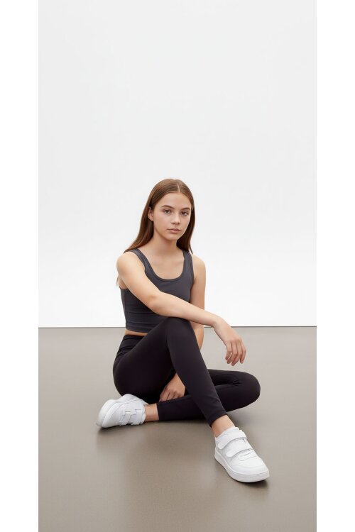 Kız Çocuk Düz Siyah Basic Tayt 18106