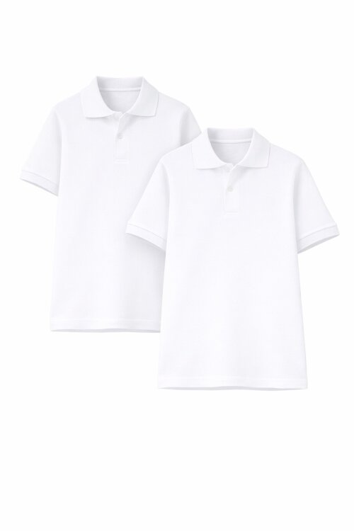 Kız Çocuk Polo Yaka Kısa Kollu 2li Okul Tişörtü 21413