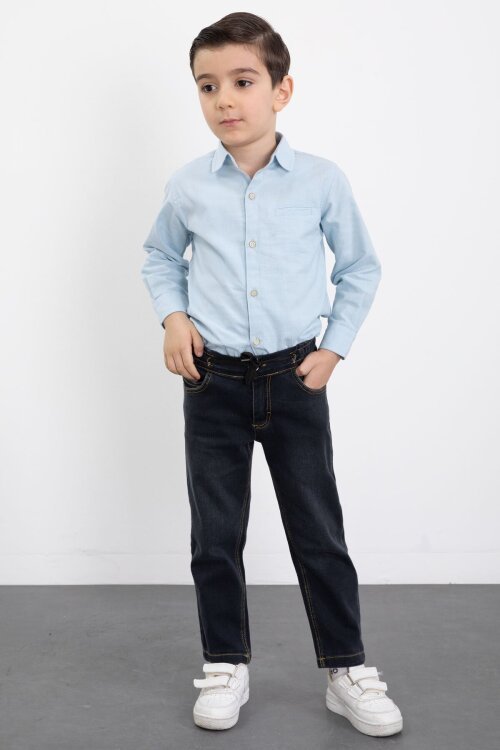 Krem Şişme Yelekli Gömlekli Erkek Çocuk 3lü Pantolonlu Takım 23472