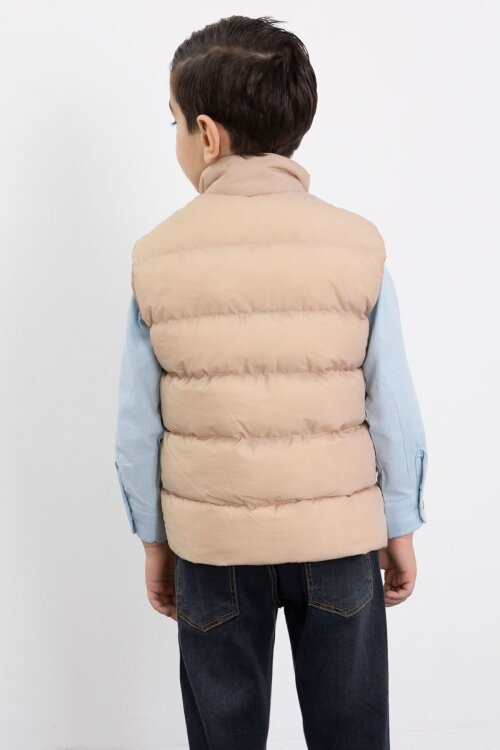 Krem Şişme Yelekli Gömlekli Erkek Çocuk 3lü Pantolonlu Takım 23472