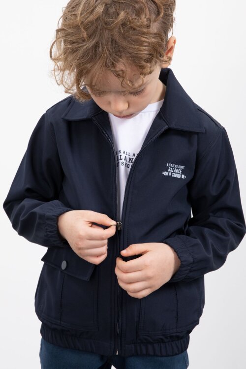 Lacivert Çıtçıt Cepli Ceketli Jean Pantolonlu Erkek Çocuk 3lü Takım 23383