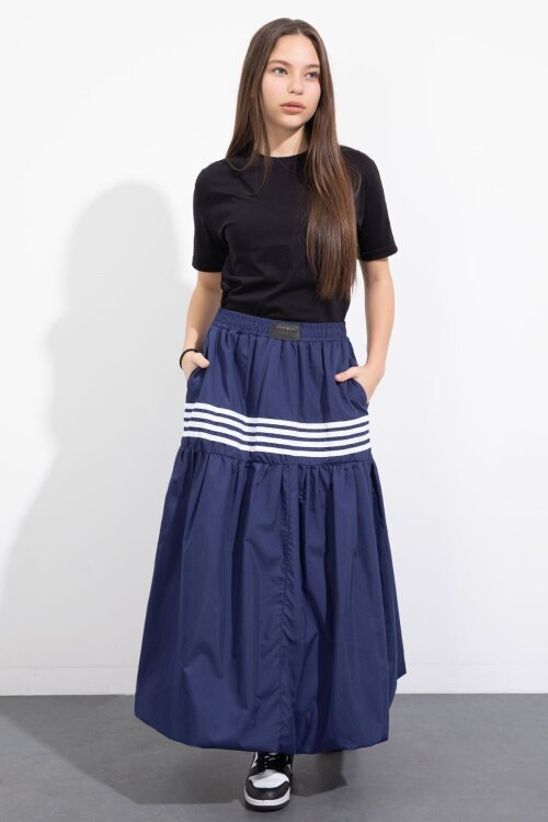 Lacivert Şerit Desenli Kız Çocuk Balon Etek  23557