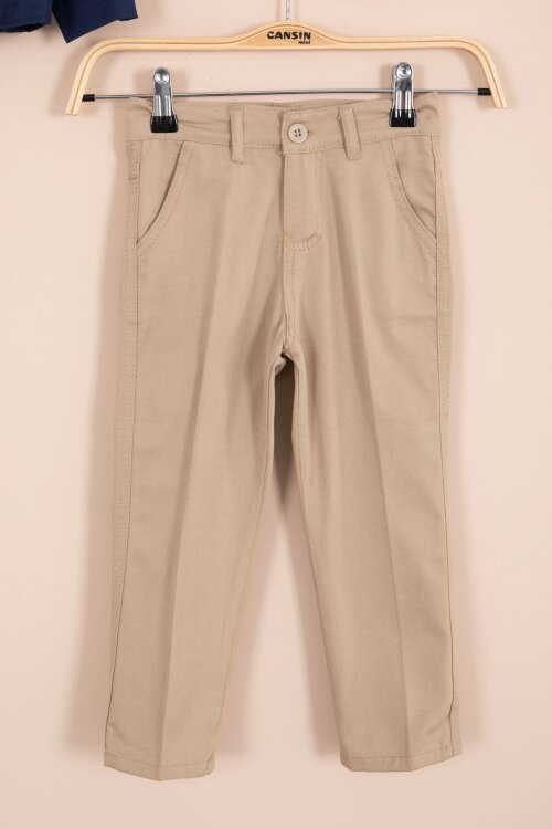 Lacivert Uzun Kol Düğmeli Gömlekli Tişörtlüi Erkek Çocuk 3lü Pantolonlu Takım  23757