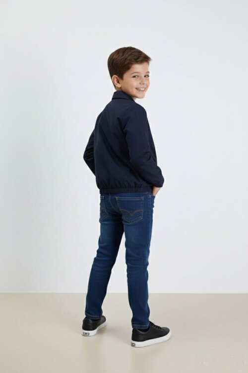 Lacivert Yazılı Ceketli Jean Pantolonlu Erkek Çocuk 3lü Takım 23374