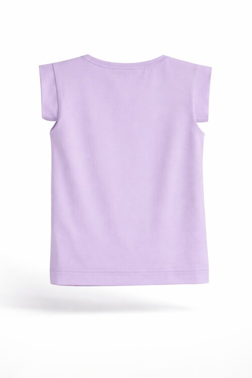 Lila Gökkuşağı Nakışlı Kız Çocuk Tişört 15569