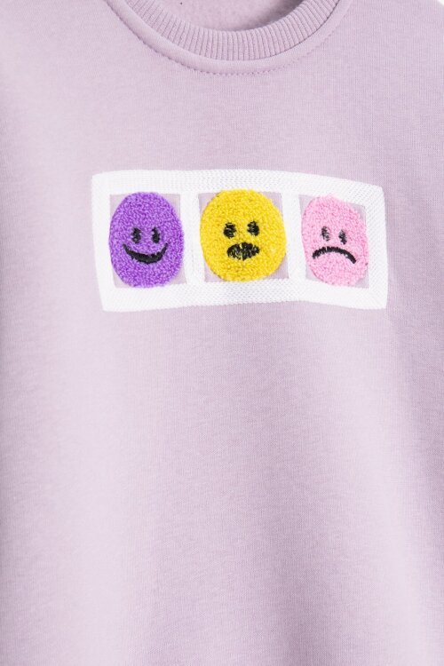 Lila Gülenyüz Nakışlı Şardonlu Kız Çocuk Eşofman Takımı 23358