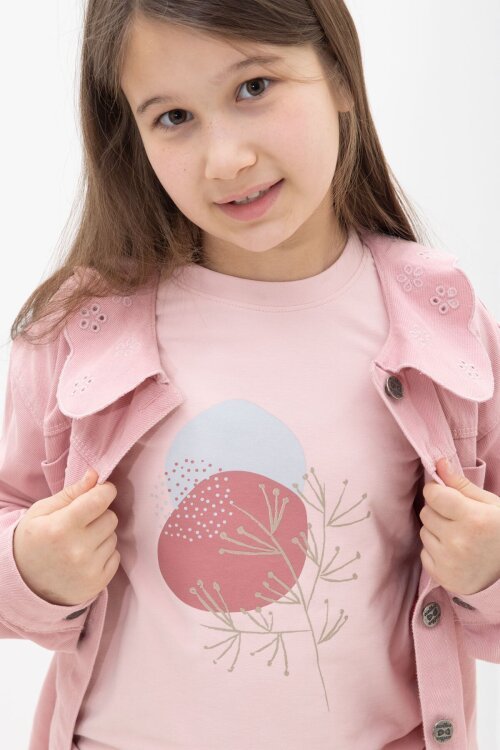 Pembe Çiçek Yaka Detaylı Ceketli Kız Çocuk Pantolonlu 3lü Takım 23630