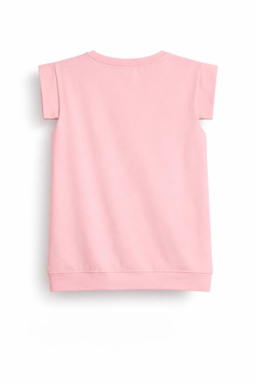 Pembe Gökkuşağı Nakışlı Kız Çocuk Tişört 15566