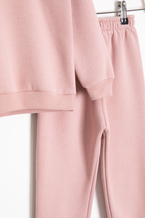 Pembe Gülenyüz Nakışlı Şardonlu Kız Çocuk Eşofman Takımı 23356