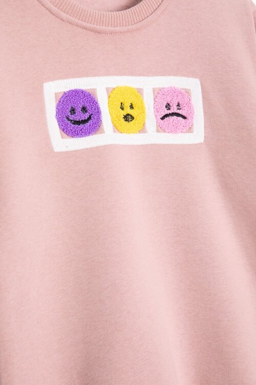 Pembe Gülenyüz Nakışlı Şardonlu Kız Çocuk Eşofman Takımı 23356