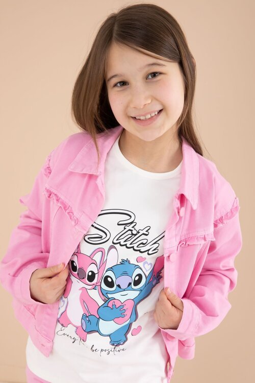 Pembe Sevimli Karakter Baskılı Ceketli ve Pantolonlu 3lü Kız Çocuk Takım 23585