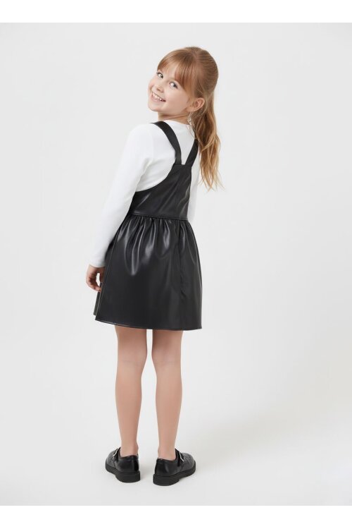 Siyah Askılı Kız Çocuk Suni Deri Salopet 17637