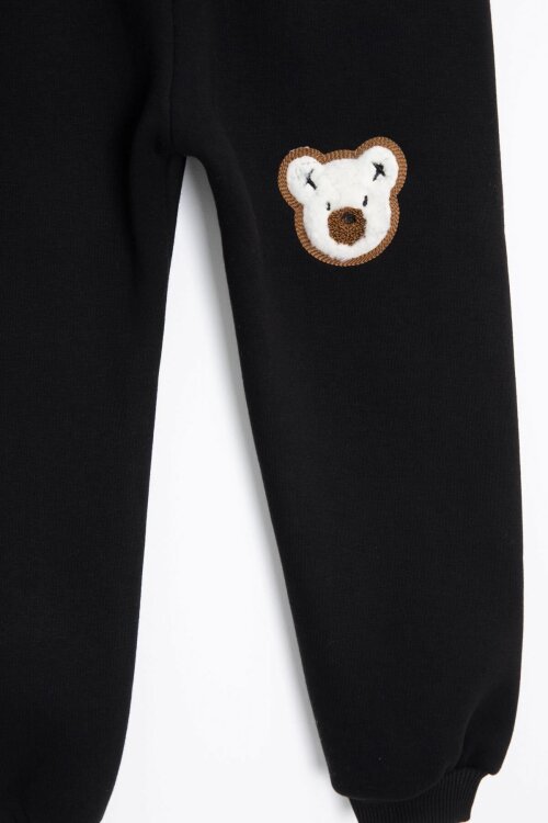 Siyah Ayıcık Nakışlı Şardonlu Erkek Çocuk Takım 23336