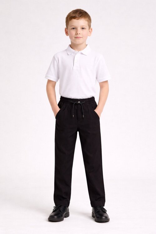 Siyah Beli Lastikli Basic Çocuk Okul Pantolon 19167