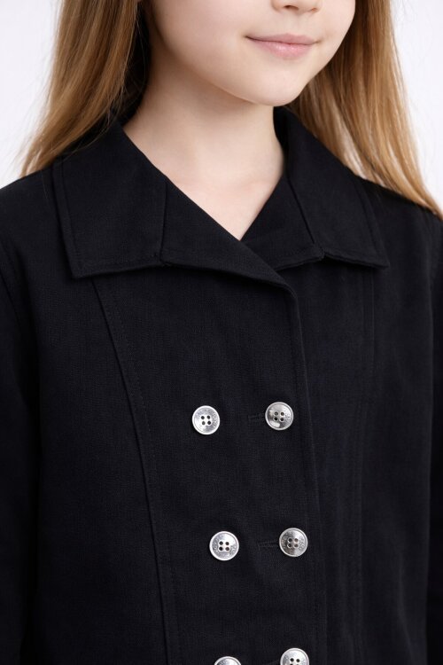 Siyah Çift Düğme Detay Gömlekli Pantolonlu Kız Çocuk Gabardin Takım 23539