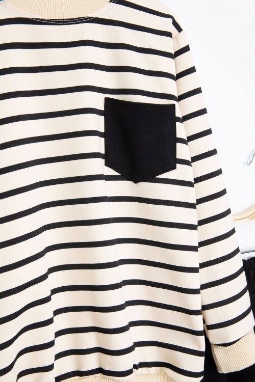 Siyah Çizgili Cep Detaylı Erkek Çocuk Eşofman Takımı 23340