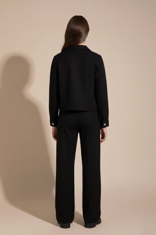 Siyah Düğme Detaylı Keten Gömlekli Pantolonlu Kız Çocuk 3lü Takım 23494