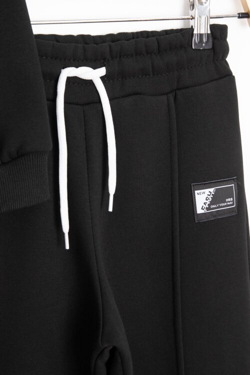 Siyah Erkek Çocuk Arma Detaylı Şardonlu Eşofman Takımı 23349