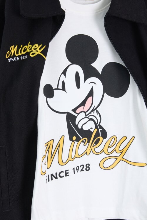 Siyah Karakter Baskılı Jean Ceketli Pantolonlu Erkek Çocuk 3lü Takım 23516