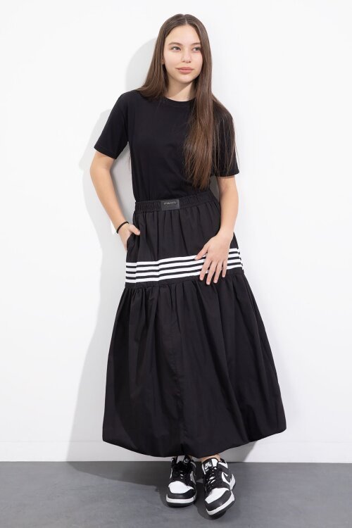 Siyah Şerit Desenli Kız Çocuk Balon Etek  23556