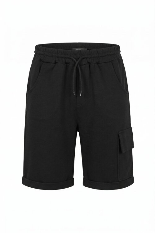 Siyah Tek Kargo Cepli Erkek Çocuk Düz Şort 18806