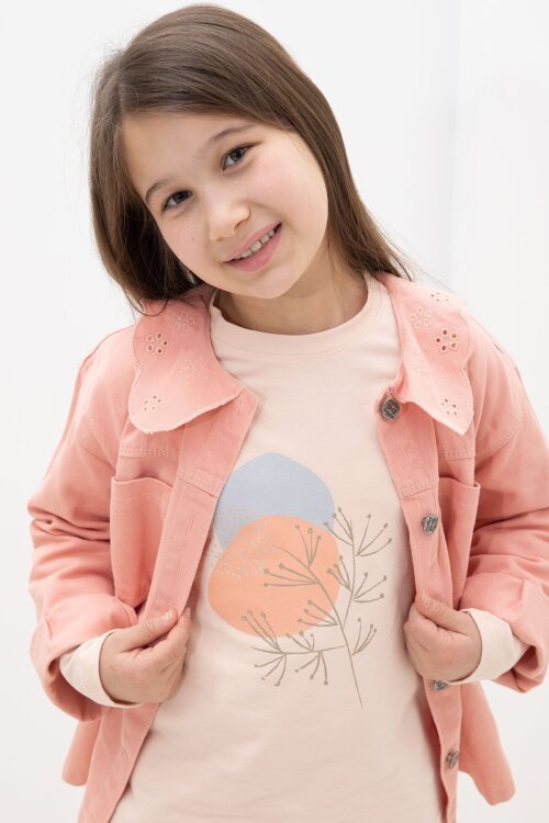 Somon Çiçek Yaka Detaylı Ceketli Kız Çocuk Pantolonlu 3lü Takım 23631