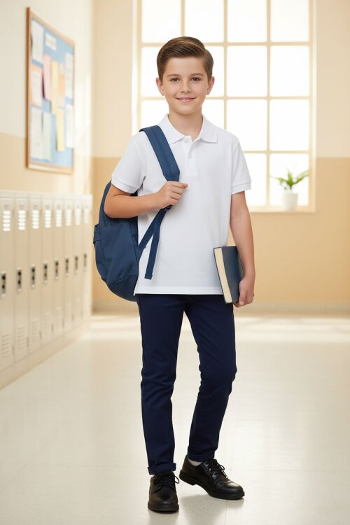 Unisex Kısa Kollu Polo Yaka Lakos T-shirt 6-13 Yaş 14576