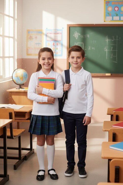 Unisex Uzun Kollu Polo Yaka Lakos T-shirt 14573