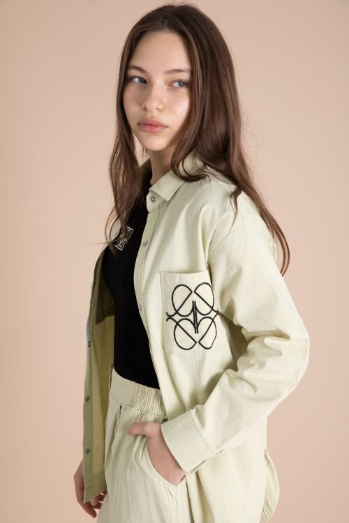 Yeşil Nakışlı Gömlekli Badili Kız Çocuk 3lü Pantolonlu Takım 23560