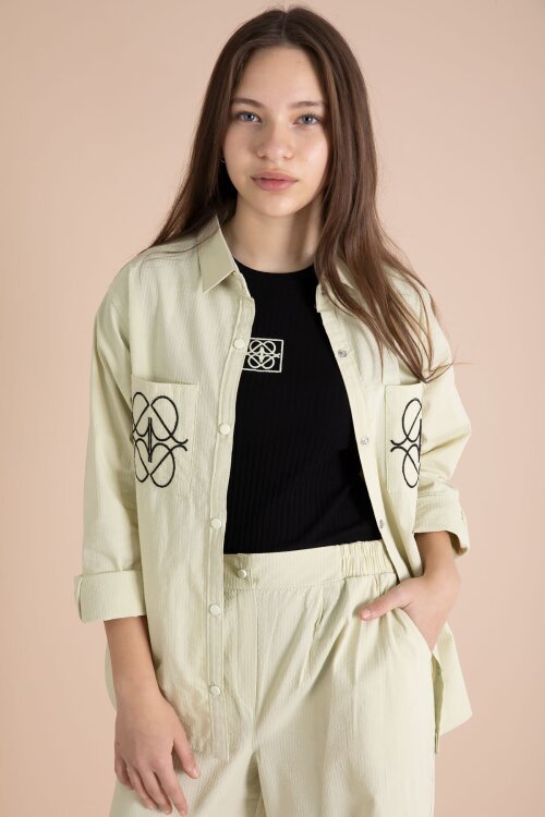 Yeşil Nakışlı Gömlekli Badili Kız Çocuk 3lü Pantolonlu Takım 23560