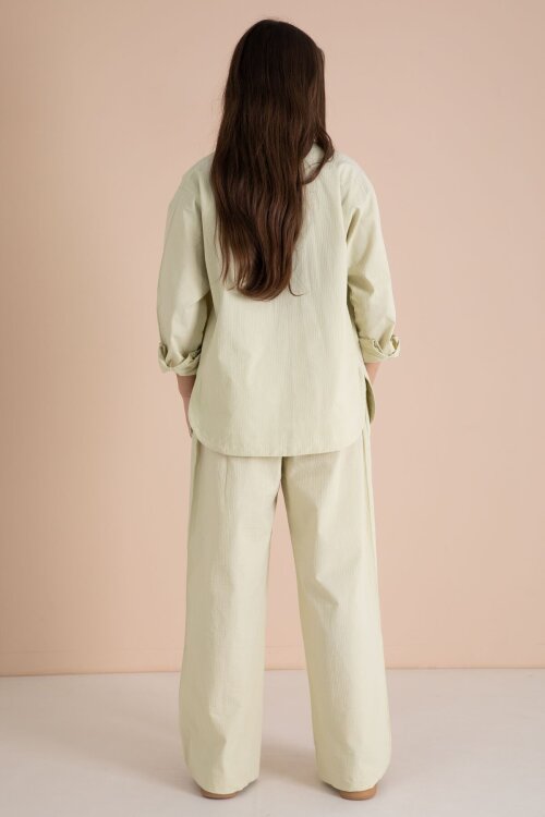 Yeşil Nakışlı Gömlekli Badili Kız Çocuk 3lü Pantolonlu Takım 23560