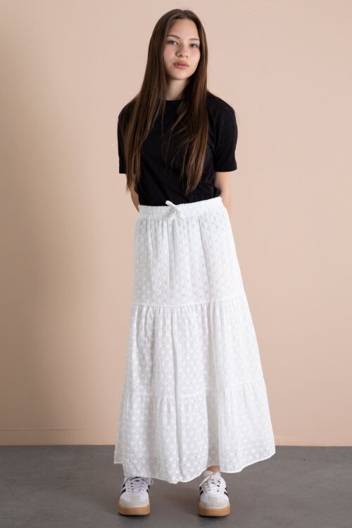 Beyaz Kız Çocuk Uzun Kesim Fistolu Etek  23777