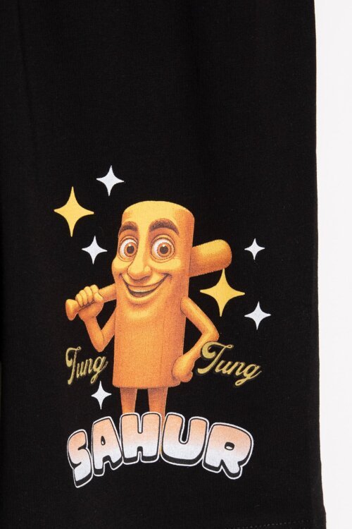 Ekru Erkek Çocuk Bisiklet Yaka Tişörtlü Şortlu 2li Baskılı Takım 24002