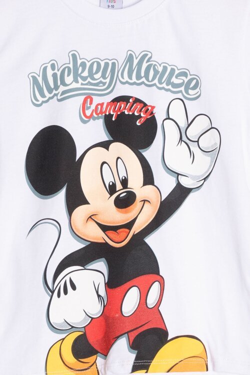 Ekru Erkek Çocuk Mickey Fare Baskılı Şortlu 2li Takım 23970