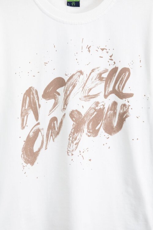 Ekru Grafiti Baskılı Tişörtlü Şortlu Erkek Çocuk 2li Takım  23775