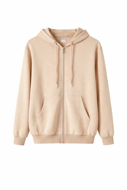 Erkek Çocuk Kapüşonlu Fermuarlı Bej Okul Hırkası 16196